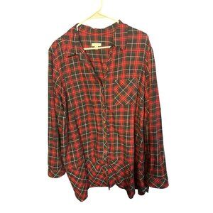 J. Jill Womens Red & Black Plaid Button-Down Shirt 2X